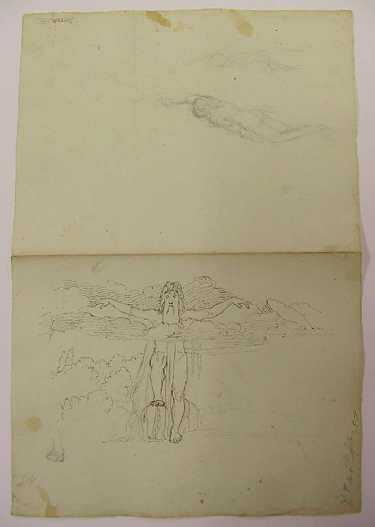 Episodio della Divina Commedia: il veglio di Creta/ Figura di nudo (disegno) di Ligari Angelo (sec. XIX)