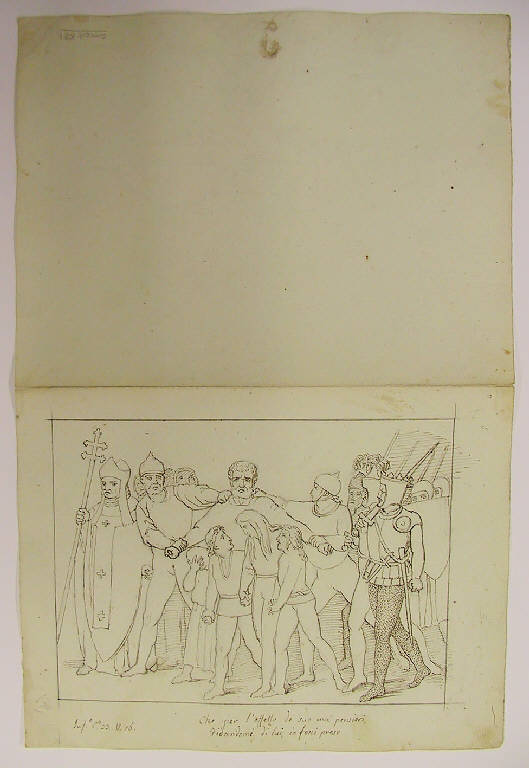 Episodio della Divina Commedia: cattura del conte Ugolino/ Morte del conte Ugolino (disegno) di Ligari Angelo (sec. XIX)