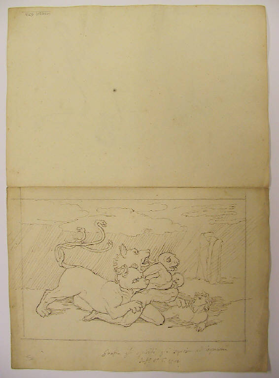 Episodio della Divina Commedia: cerbero/ Pluto (disegno) di Ligari Angelo (sec. XIX)