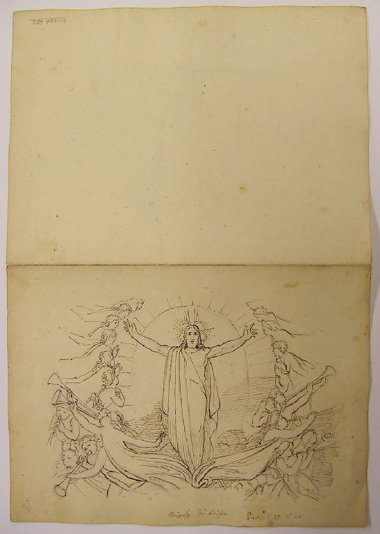 Episodio della Divina Commedia: trionfi di Cristo/ Dante a colloquio con Beatrice (disegno) di Ligari Angelo (sec. XIX)
