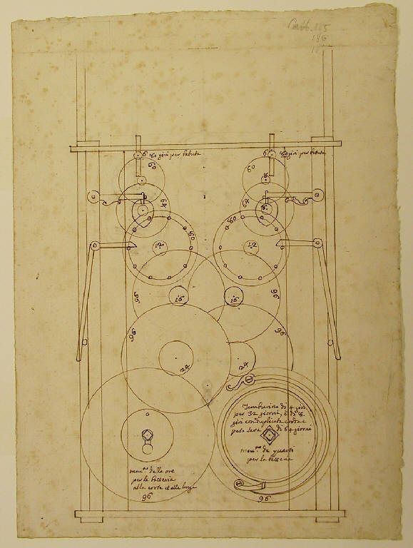 Orologio (disegno) di Ligari Giovanni Pietro (sec. XVIII)