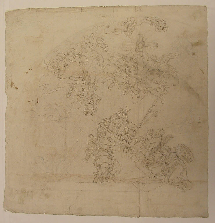 Esaltazione della Vera Croce (disegno) di Ligari Giovanni Pietro (sec. XVIII)