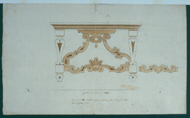 Tavolino/ Motivi decorativi geometrici (disegno) di Ligari Giovanni Pietro (secondo quarto sec. XVIII)