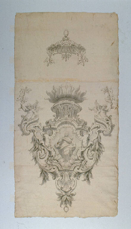 Lampada pensile (disegno) di Ligari Giovanni Pietro (sec. XVIII)