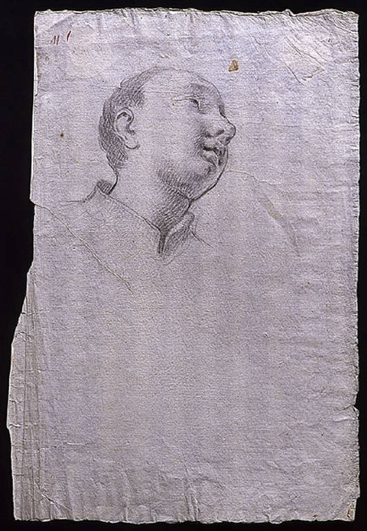 Testa di San Luigi Gonzaga (?) (disegno) di Ligari Giovanni Pietro (prima metà sec. XVIII)