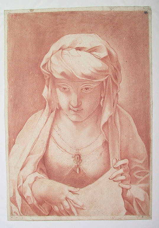 Busto femminile velato (disegno) di Ligari Vittoria (secondo quarto||terzo quarto sec. XVIII||sec. XVIII)