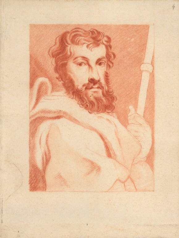 Testa barbuta/ Cristo e la Samaritana (disegno) di Ligari Cesare (metà sec. XVIII)