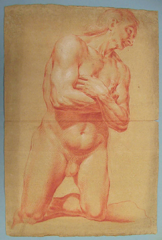 Figura inginocchiata (disegno) di Ligari Giovanni Pietro; Ligari Cesare (sec. XVIII)
