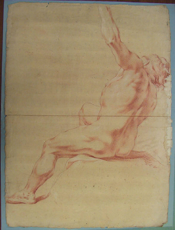 Figura maschile seduta (disegno) di Ligari Giovanni Pietro; Ligari Cesare (sec. XVIII)