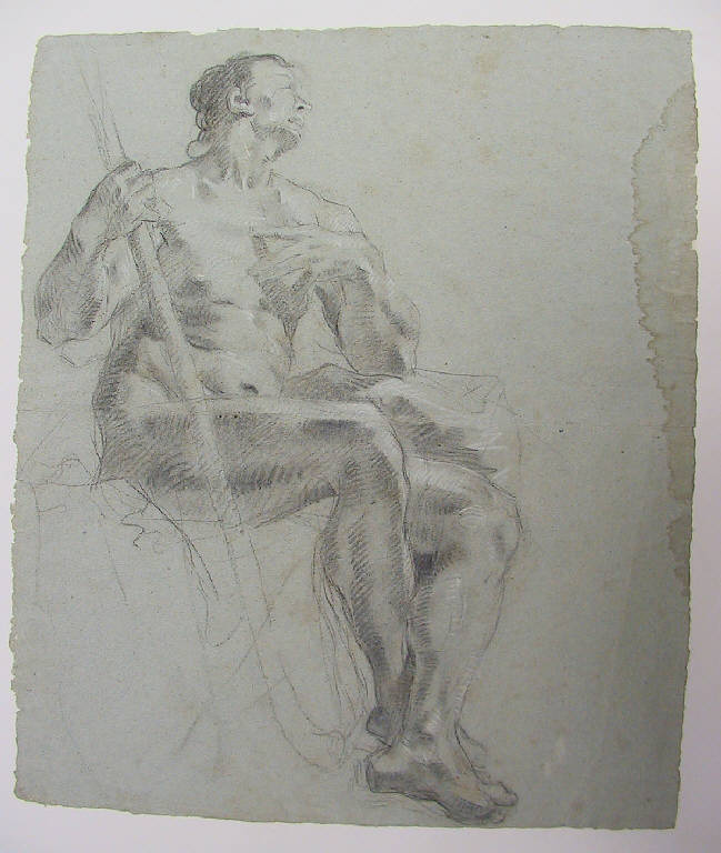Figura maschile seduta (disegno) di Ligari Cesare (sec. XVIII)