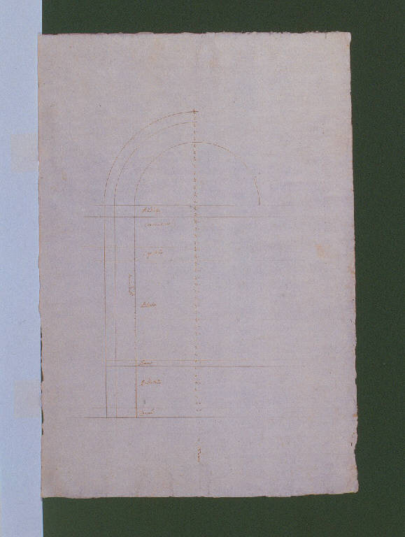 Prospetto di un arco per la collegiata dei Santi Gervasio e Protasio di Sondrio (disegno) di Ligari Giovanni Pietro (secondo quarto sec. XVIII)