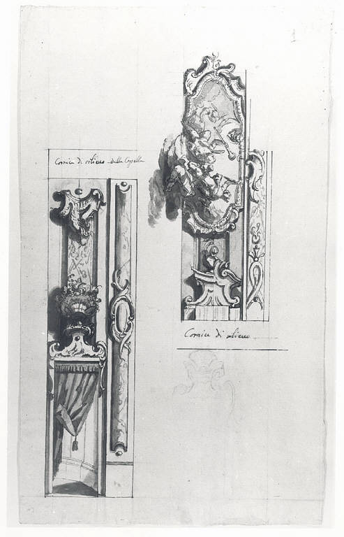 Elementi decorativi architettonici (disegno) di Ligari Cesare (metà sec. XVIII)