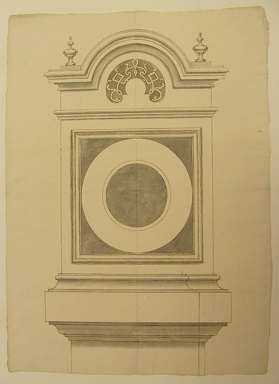 Orologio a pendolo (disegno) di Ligari Giovanni Pietro (sec. XVIII)