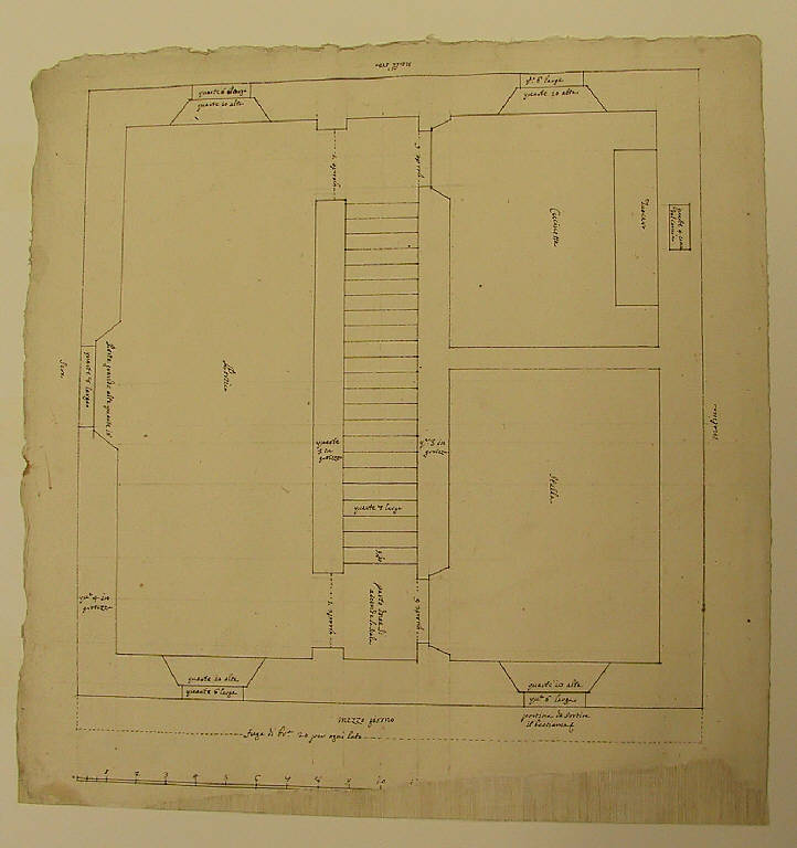Planimetria di edificio (disegno) di Ligari Giovanni Pietro (secondo quarto sec. XVIII)