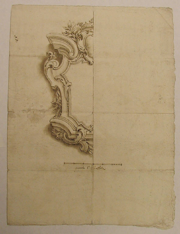 Cornice architettonica con motivi decorativi (disegno) di Ligari Giovanni Pietro (sec. XVIII)