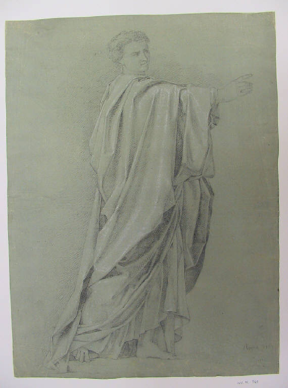 Figura maschile togata (disegno) di Ligari Angelo (secondo quarto sec. XIX)