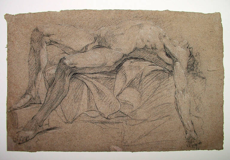 Figura maschile distesa (disegno) di Ligari Angelo (secondo quarto sec. XIX)