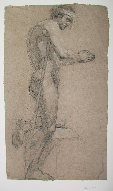 Figura maschile che prega (disegno) di Ligari Angelo (secondo quarto sec. XIX)