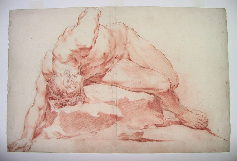 Figura maschile/ Architetture (disegno) di Ligari Giovanni Pietro (prima metà sec. XVIII)