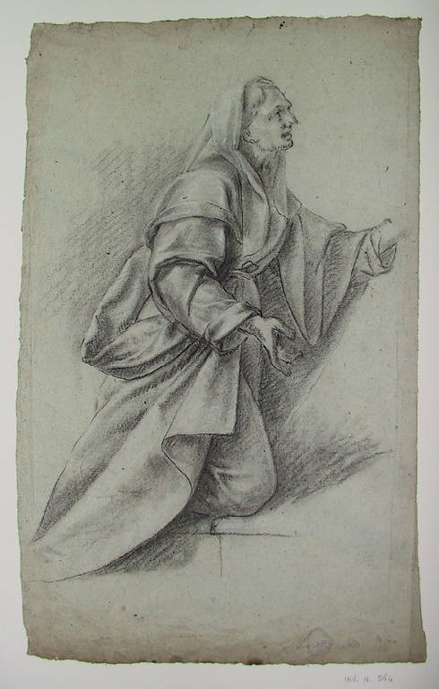 Figura femminile inginocchiata/ Figura maschile (disegno) di Ligari Angelo (attr.) (sec. XIX)