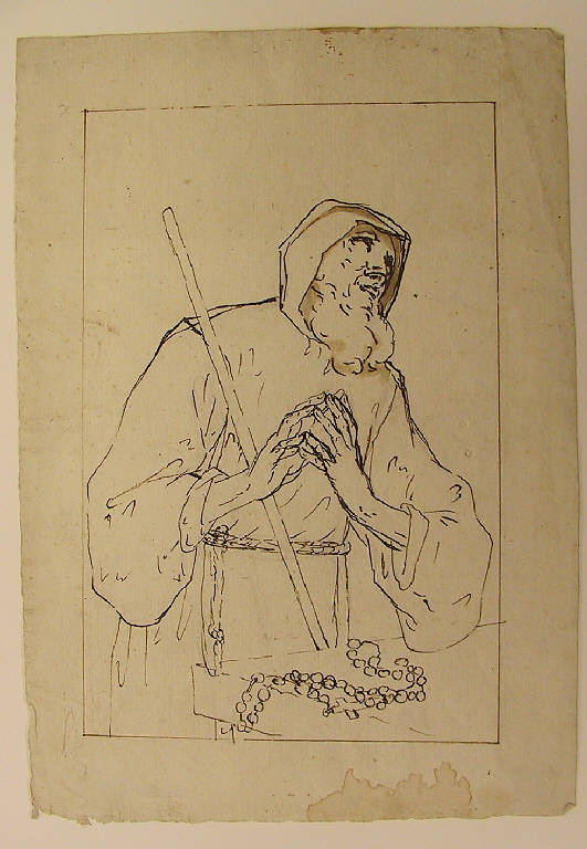 San Francesco di Paola (disegno) di Ligari Giovanni Pietro (secondo quarto sec. XVIII)
