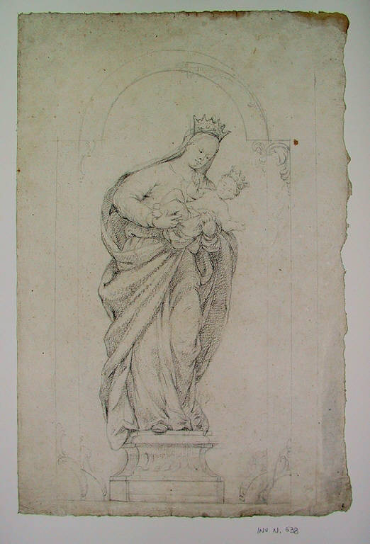 Madonna con Bambino (disegno) di Ligari Angelo (sec. XIX)