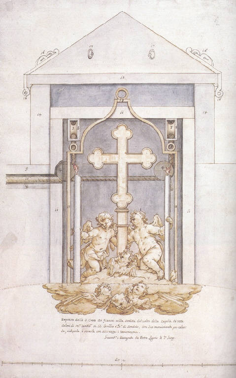 Reliquiario della Santa Croce, Reliquiario della Santa Croce (disegno) di Ligari Giovanni Pietro (sec. XVIII)