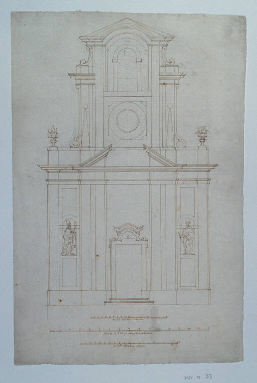 Prospetto di chiesa (disegno) di Ligari Giovanni Pietro (sec. XVIII)