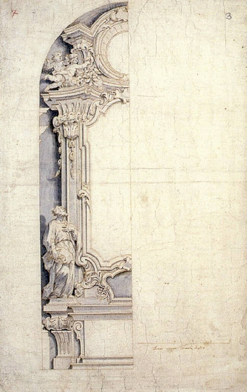 Giovanni a Morbegno, Altare dello Spirito Santo nella chiesa di San Giovanni a Morbegno (disegno) di Ligari Giovanni Pietro (secondo quarto sec. XVIII)