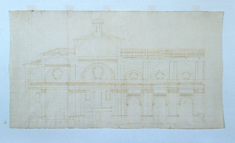 Sezione della collegiata di Sondrio, Sezione della chiesa dei Santi Gervasio e Protasio a Sondrio (disegno) di Ligari Giovanni Pietro (sec. XVIII)