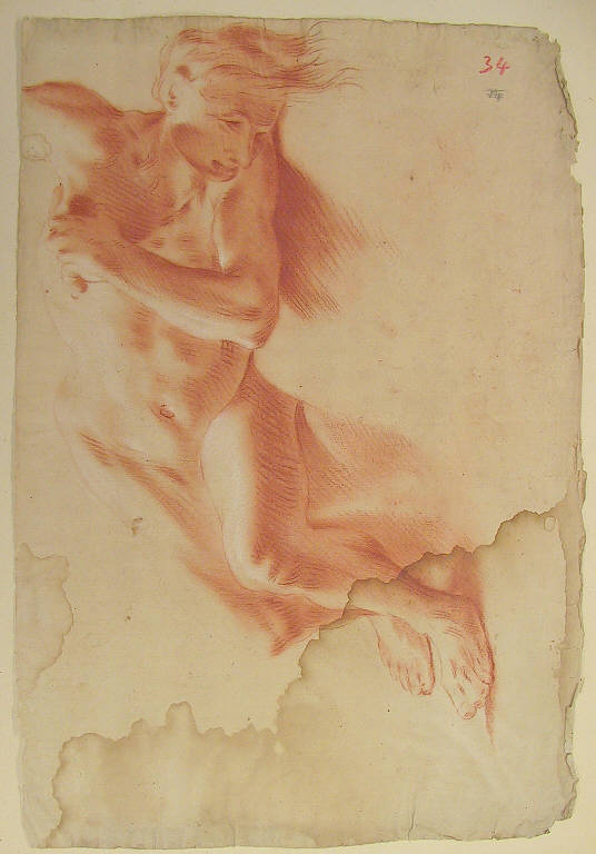 Figura maschile distesa (disegno) di Ligari Giovanni Pietro (prima metà sec. XVIII)