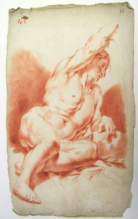 Figura maschile seduta (disegno) di Ligari Giovanni Pietro (prima metà sec. XVIII)