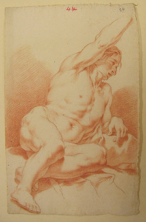 Figura maschile seduta (disegno) di Ligari Giovanni Pietro (prima metà sec. XVIII)