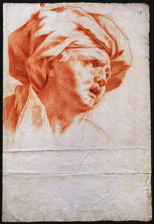 testa d'uomo con turbante (disegno) di Ligari Giovanni Pietro (inizio sec. XVIII)