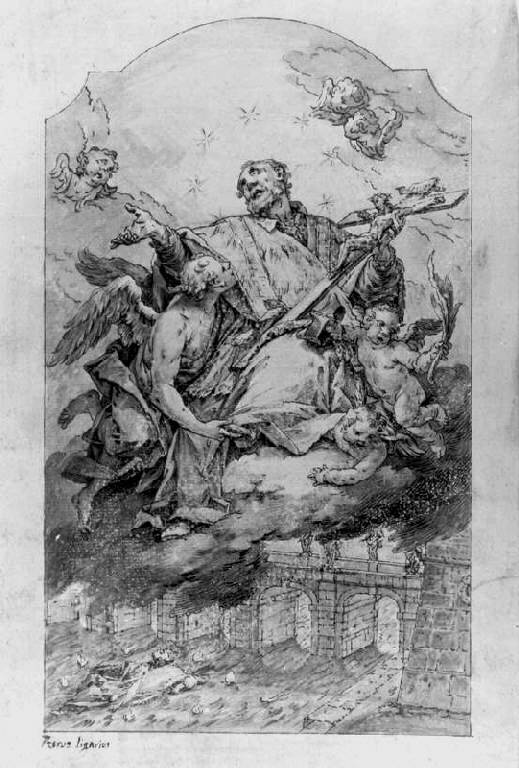 Gloria di San Giovanni Nepomuceno (disegno) di Ligari Giovanni Pietro (sec. XVIII)