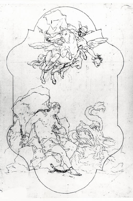 Perseo libera Andromeda (disegno) di Ligari Giovanni Pietro (sec. XVIII)