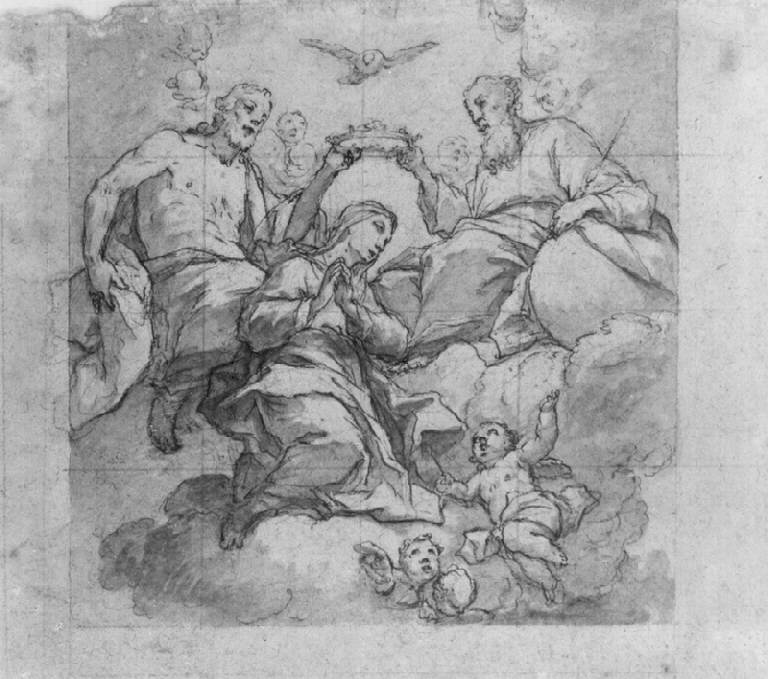 Incoronazione di Maria Vergine (disegno) di Ligari Giovanni Pietro (sec. XVIII)