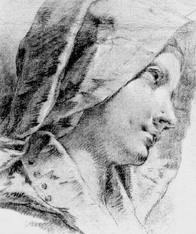 Testa di donna velata (disegno) di Ligari Cesare (sec. XVIII)