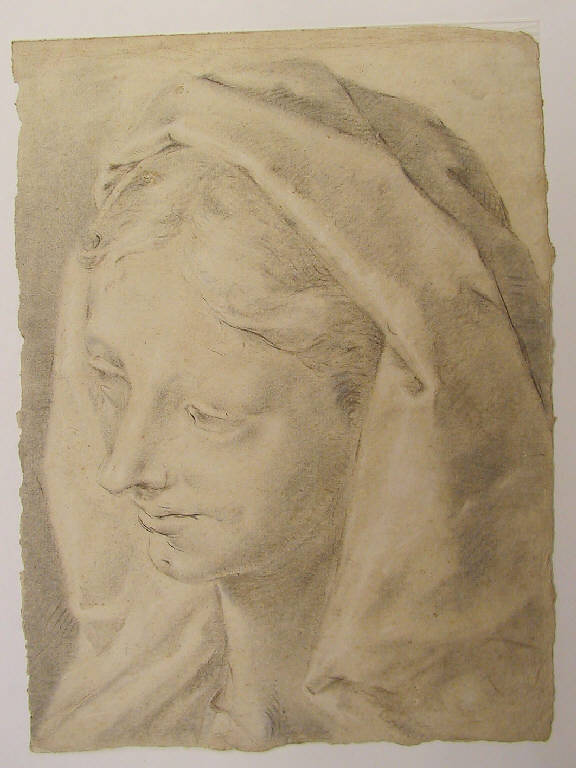 Testa di donna velata (disegno) di Ligari Giovanni Pietro (secondo quarto sec. XVIII)