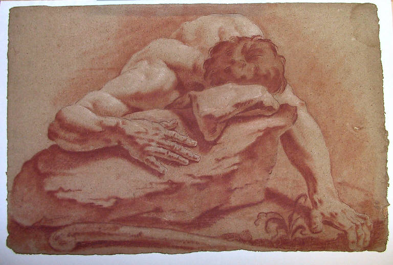 Figura maschile prostrata (disegno) di Ligari Cesare (sec. XVIII)