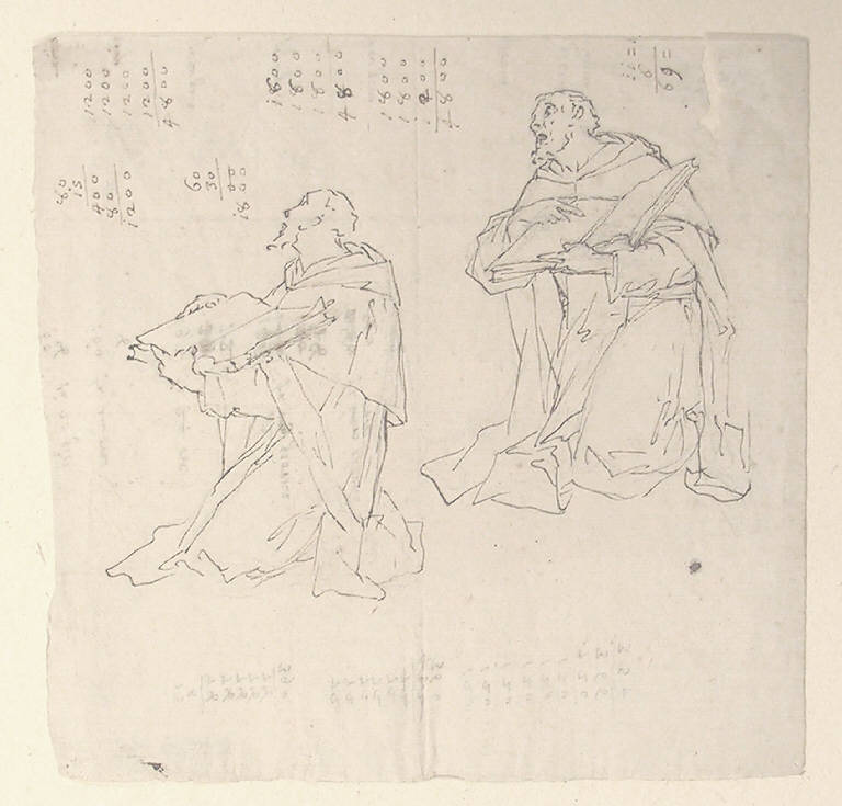 Figure inginocchiate (disegno) di Ligari Giovanni Pietro (secondo quarto sec. XVIII)