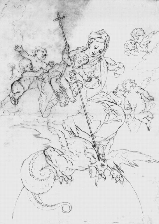 Immacolata Concezione con Bambino (disegno) di Ligari Giovanni Pietro (sec. XVIII)