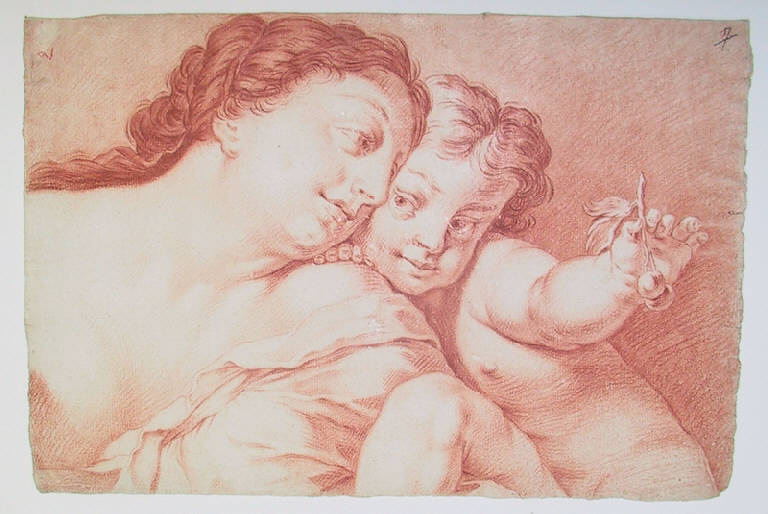 Donna con bambino/ Busto femminile (disegno) di Ligari Cesare (sec. XVIII)