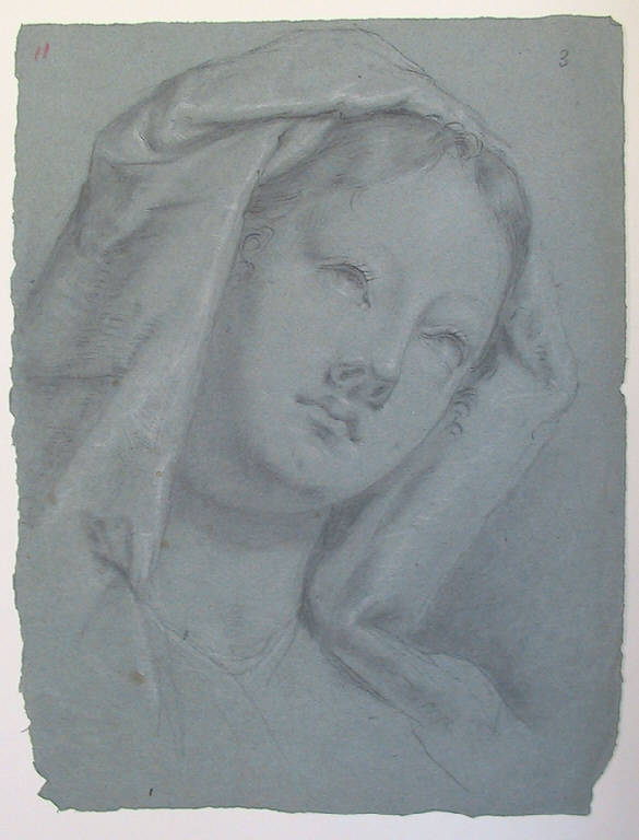 Testa di donna velata (disegno) di Ligari Angelo (sec. XIX)
