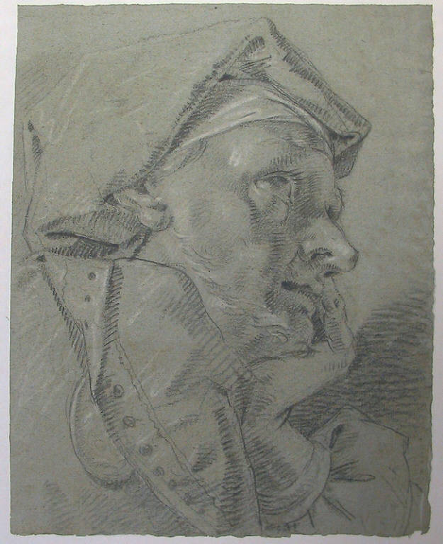 Testa d'uomo con cappuccio (disegno) di Ligari Cesare (sec. XVIII)