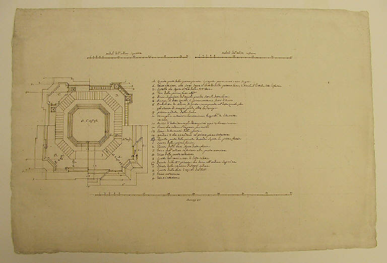 Planimetria del campanile della chiesa dei Santi Gervasio e Protasio a Sondrio (disegno) di Ligari Giovanni Pietro (sec. XVIII)