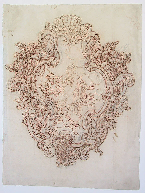 Figura di Santo inginocchiata (disegno) di Ligari Giovanni Pietro (prima metà sec. XVIII)