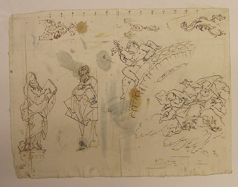 Motivi decorativi e figure (disegno) di Ligari Giovanni Pietro (secondo quarto sec. XVIII)