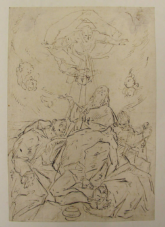 Cristo deposto con la Madonna (disegno) di Ligari Cesare (sec. XVIII)
