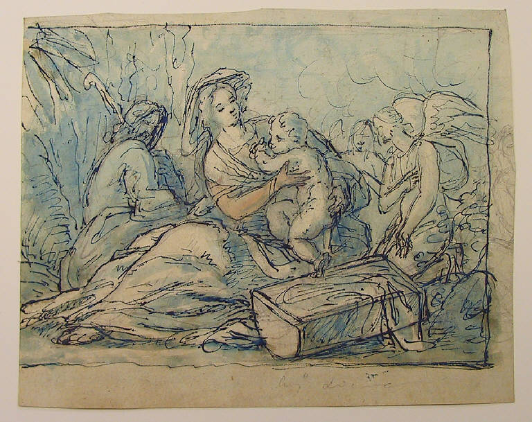 Riposo nella fuga in Egitto (disegno) di Ligari Angelo (sec. XIX)